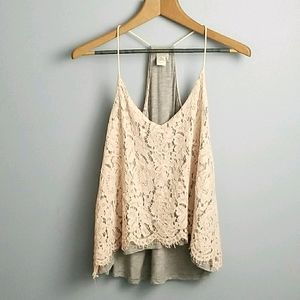 Paper crane tank top lace